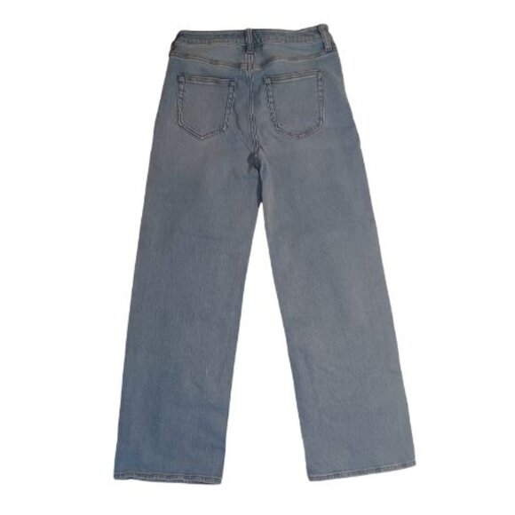 Quince Women Stacked Wide Leg Super Stretch Blue Denim Jean - Picture 2 of 3